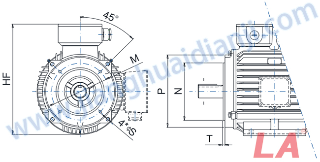 YE2系列高效低壓三相異步電動機外形及安裝尺寸圖 法蘭尺寸 Flange dimensions - 六安江淮電機有限公司