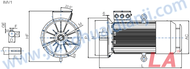 Y3系列低壓大功率三相異步電動(dòng)機(jī)外形及安裝尺寸圖IMBV1 - 六安江淮電機(jī)有限公司