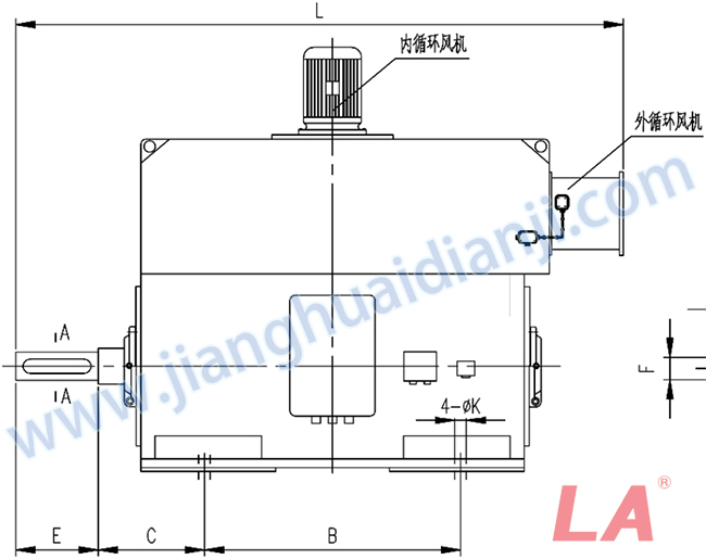 YMPS系列磨煤機用高壓三相異步電動機安裝尺寸圖(IP54、IP55 10KV) - 六安江淮電機有限公司