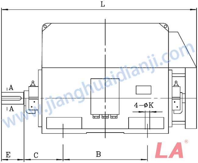 YKK系列大型高壓三相異步電動機外形及安裝尺寸圖(YKK710-1000 IP44、IP54、IP55) - 六安江淮電機有限公司